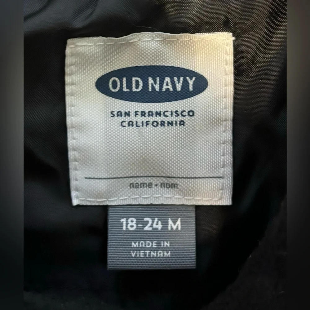 Old Navy Girls Black Double-Breasted Peacoat Wool-Blend Coat  Size 18-24 months